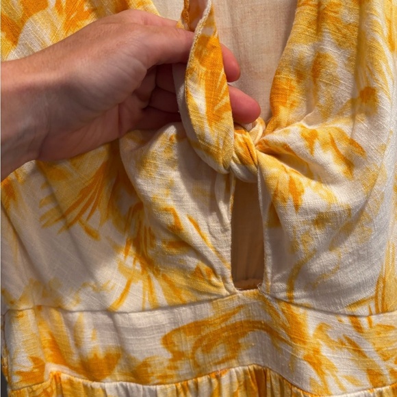 Express Yellow and White Sleeveless Ruffled Maxi Dress floral vacation whimsical - Picture 6 of 14
